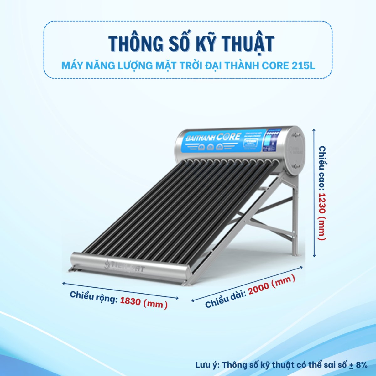 Máy nước nóng năng lượng mặt trời Đại Thành CORE Inox 304 ống 58