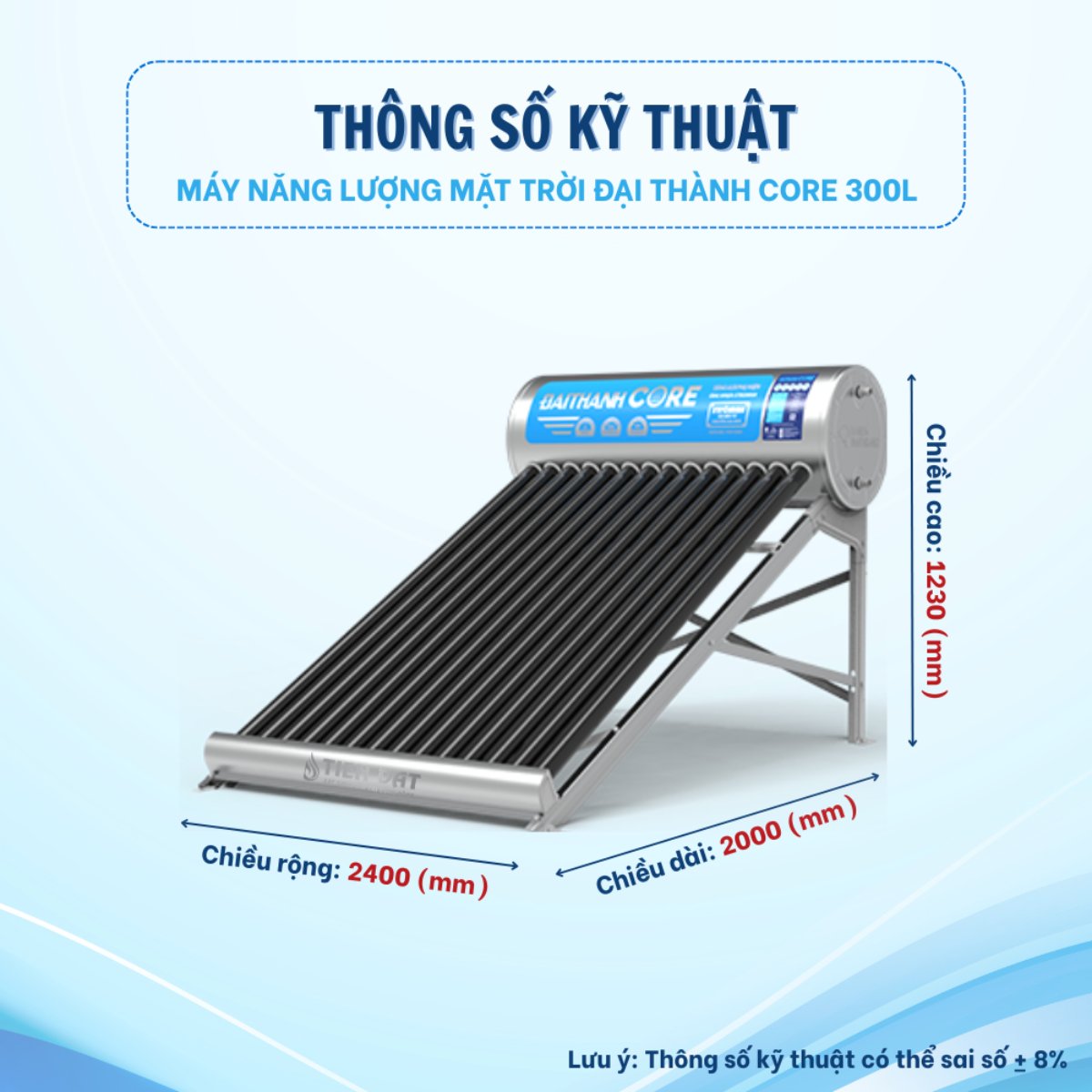 Máy nước nóng năng lượng mặt trời Đại Thành CORE Inox 304 ống 58