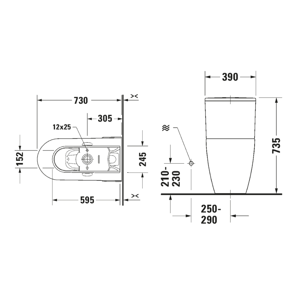 Bộ bồn cầu 1 khối ME BY STARCK 1 Duravit 2173010001+0020290000+0014160000