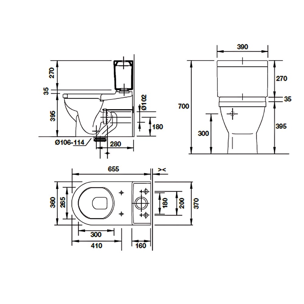 Bộ bồn cầu 2 khối STARCK 3 Duravit 2181090000+0920800085+0023090000