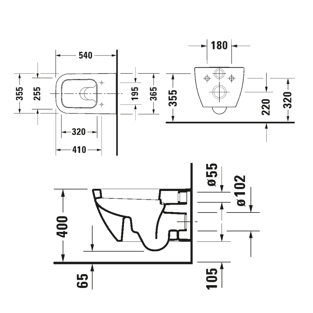Bộ bồn cầu treo tường Happy D.2 Duravit 2221090000 + 0064590000 + WD1011000000 + WD5001021000