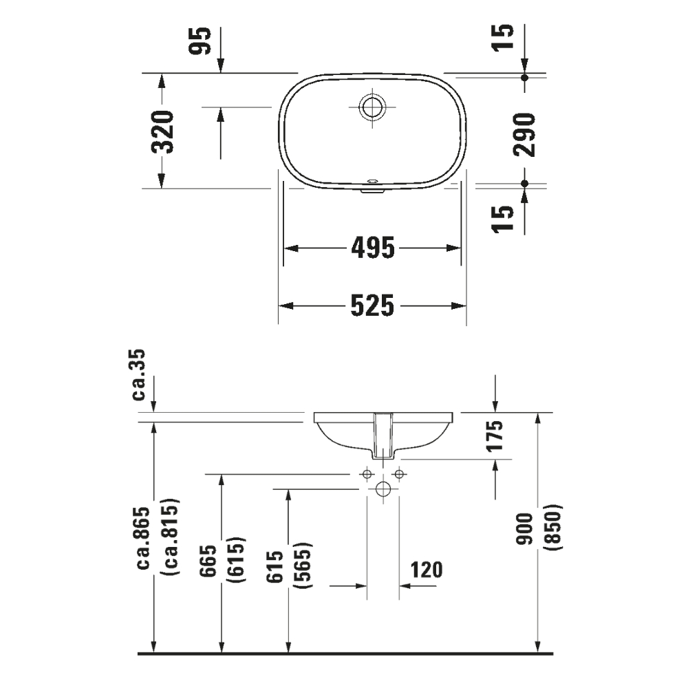 Chậu rửa mặt lavabo âm bàn Duravit 33849000