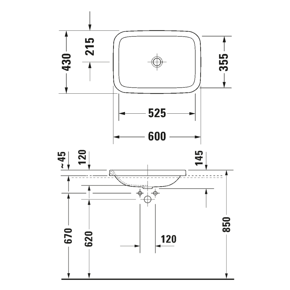 Chậu lavabo dương vành Durastyle Duravit 0372600000