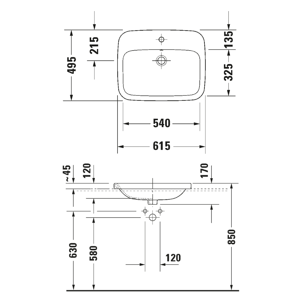 Chậu lavabo dương vành Durastyle Duravit 0374620000