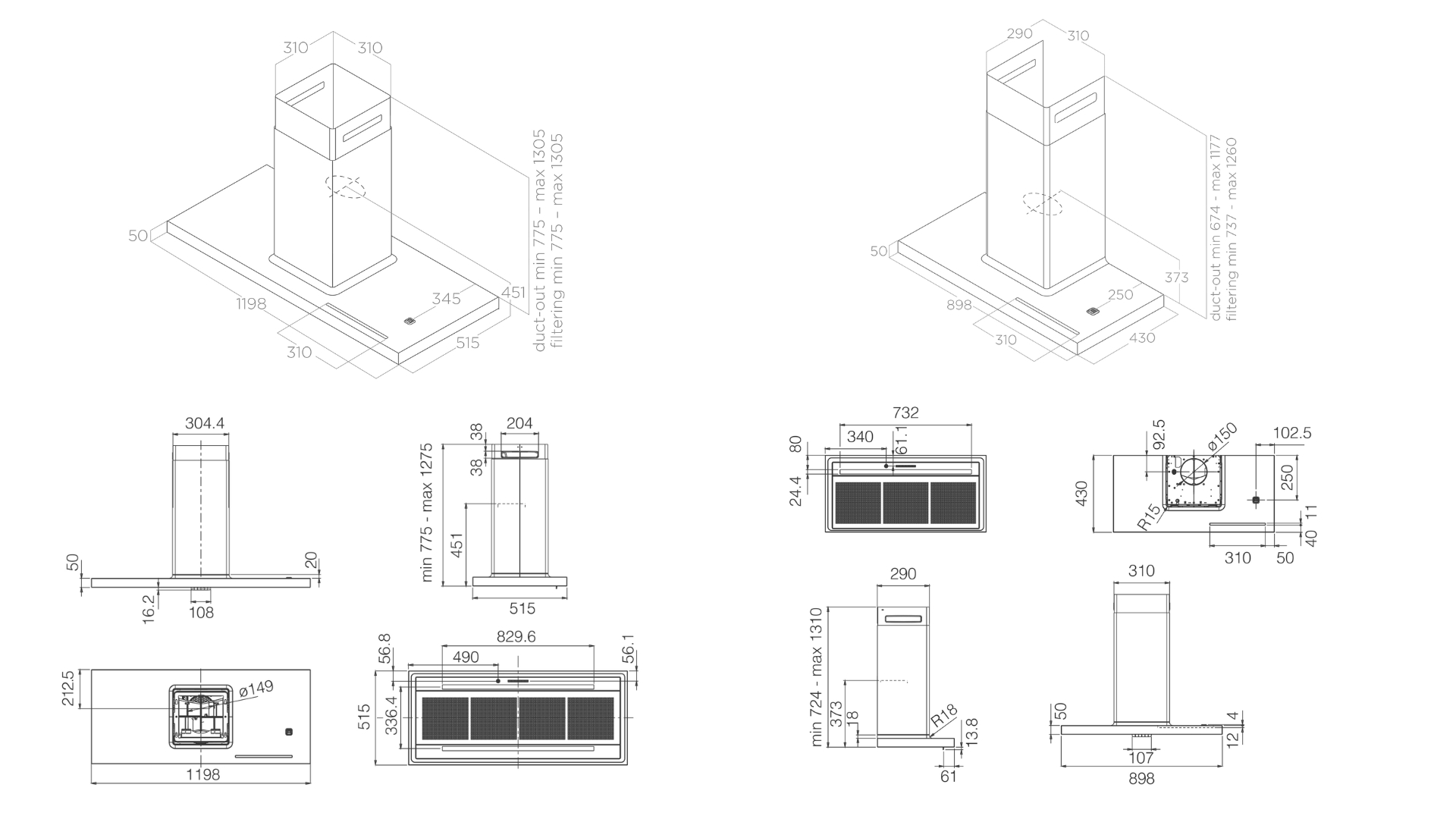 Máy hút mùi áp tường ELICA BIO WH/A 90 ROVERE