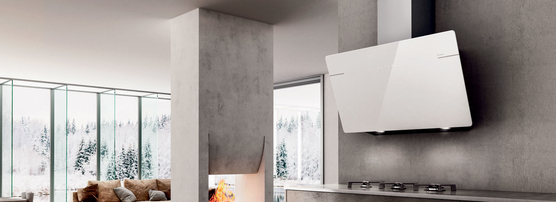 máy hút mùi ELICA L'ESSENZA áp tường mặt kính vát