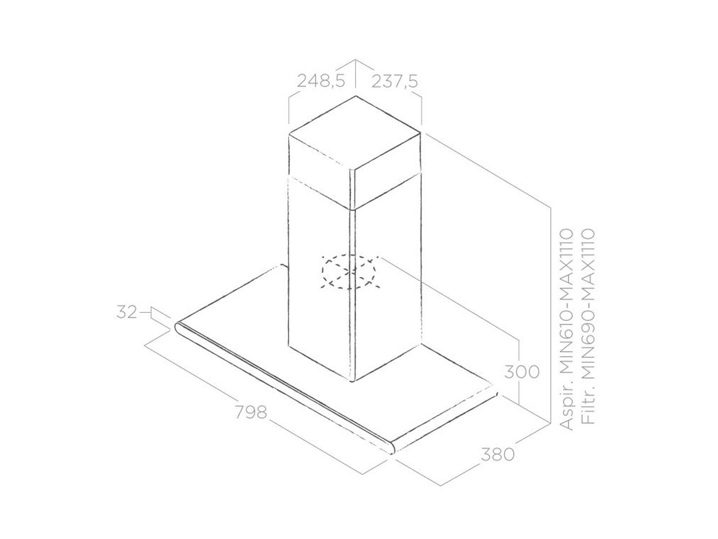 Máy hút mùi áp tường ELICA GALAXY BLIX/A/80
