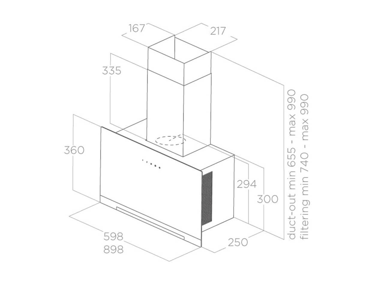 Máy hút mùi áp tường ELICA APLOMB BL/A/90