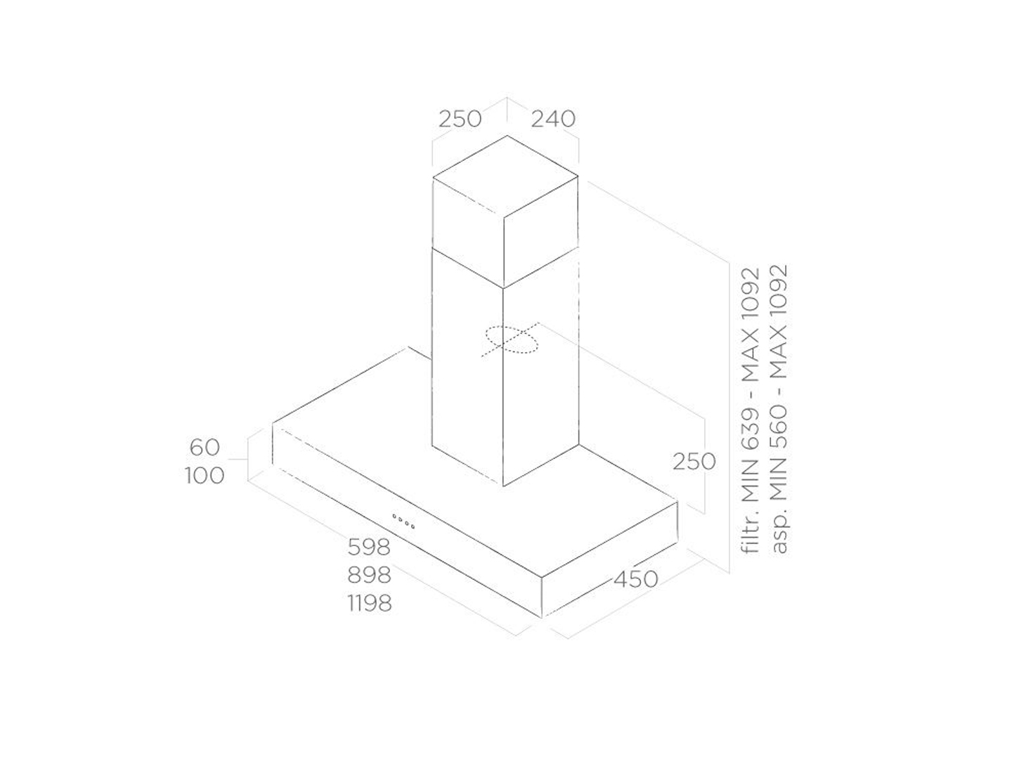 Máy hút mùi áp tường ELICA SPOT NG