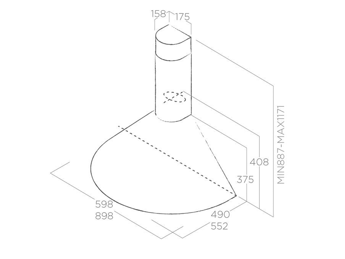 Máy hút mùi áp tường ELICA TONDA IX/F/60