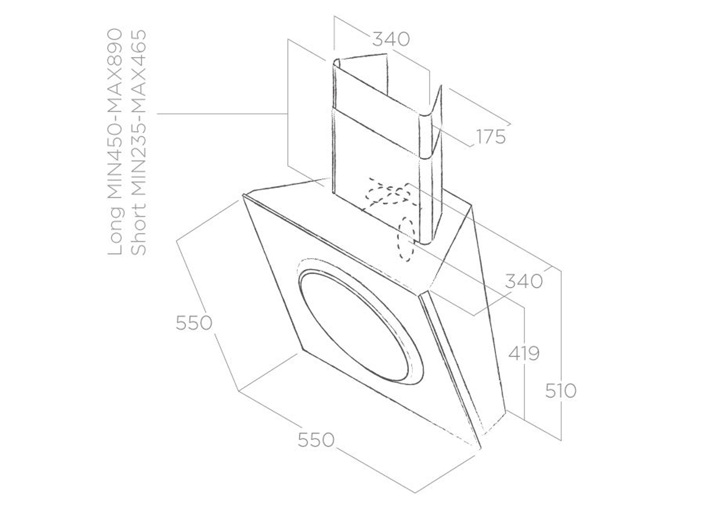 Máy hút mùi áp tường ELICA MINI OM