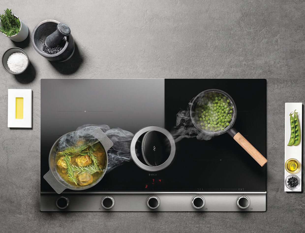 Bếp từ kết hợp hút mùi ELICA NikolaTesla Unplugged
