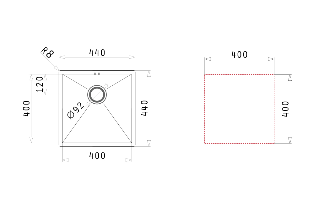 Chậu rửa bát PYRAMIS Tetragon 1B