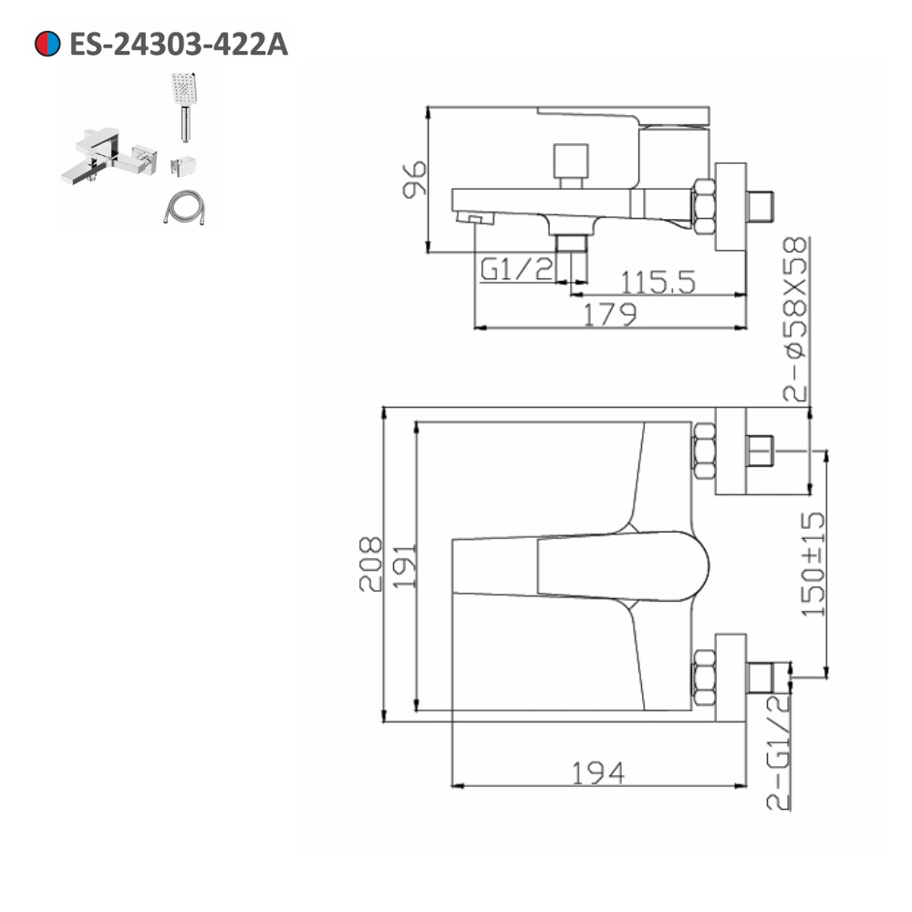 Sen tắm nóng lạnh gắn tường Esslinger ES-24303-422A