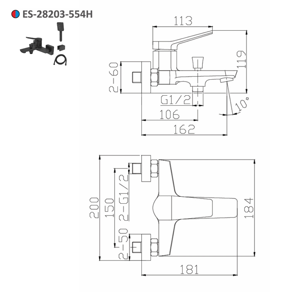 Sen tắm nóng lạnh gắn tường Esslinger ES-28203-554H