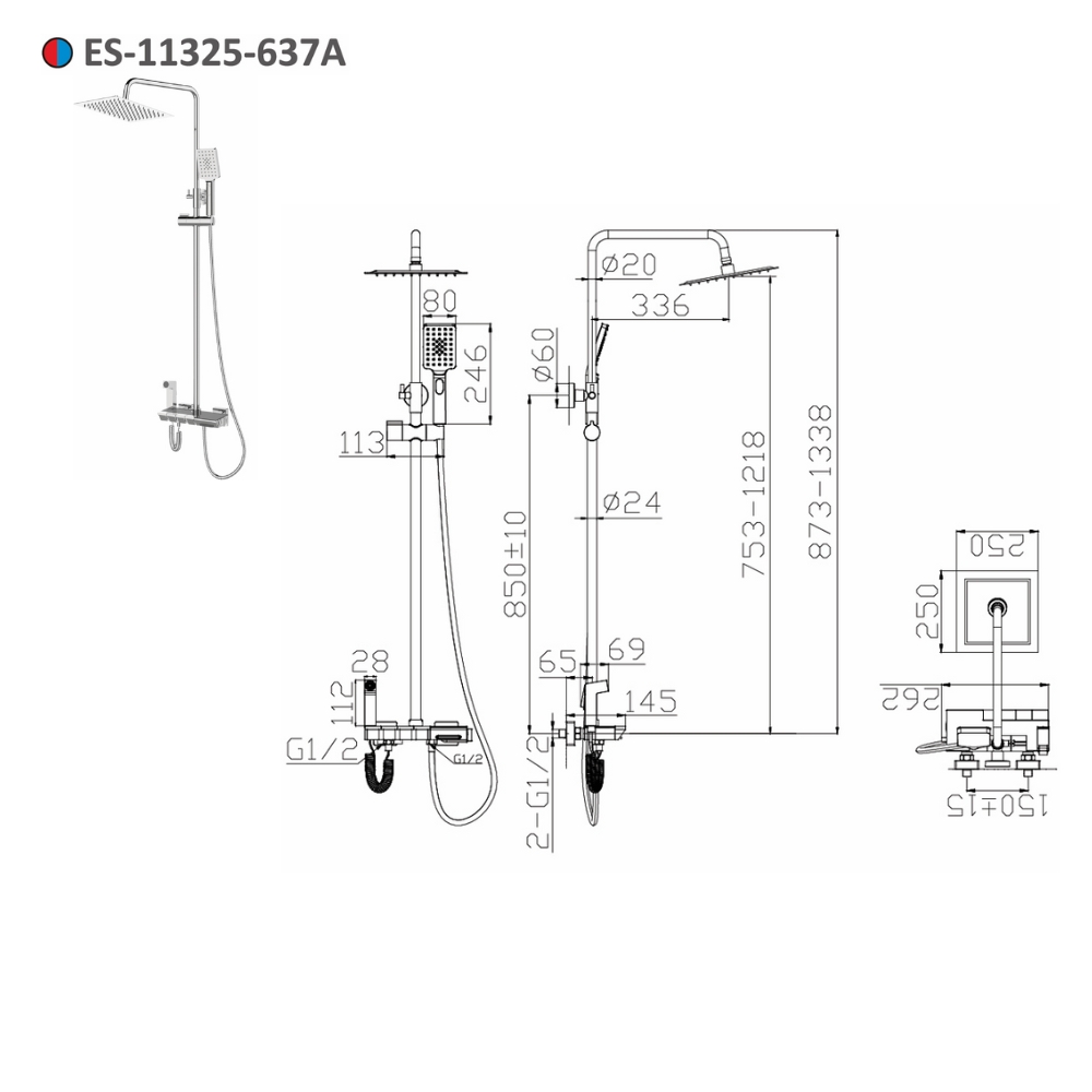 Bộ sen tắm cây đứng nóng lạnh Esslinger ES-11325-637A