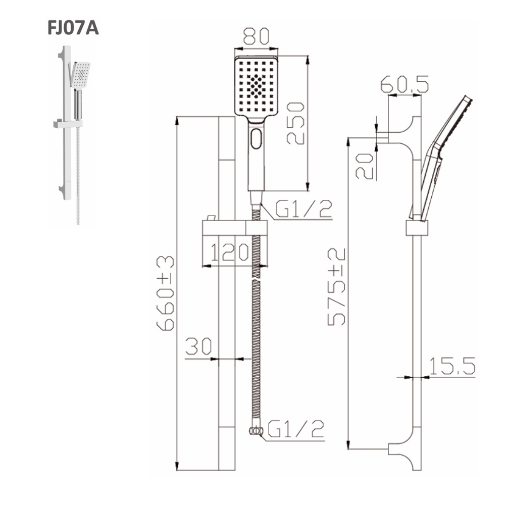 Bộ tay sen tắm và thanh trượt Esslinger FJ07A