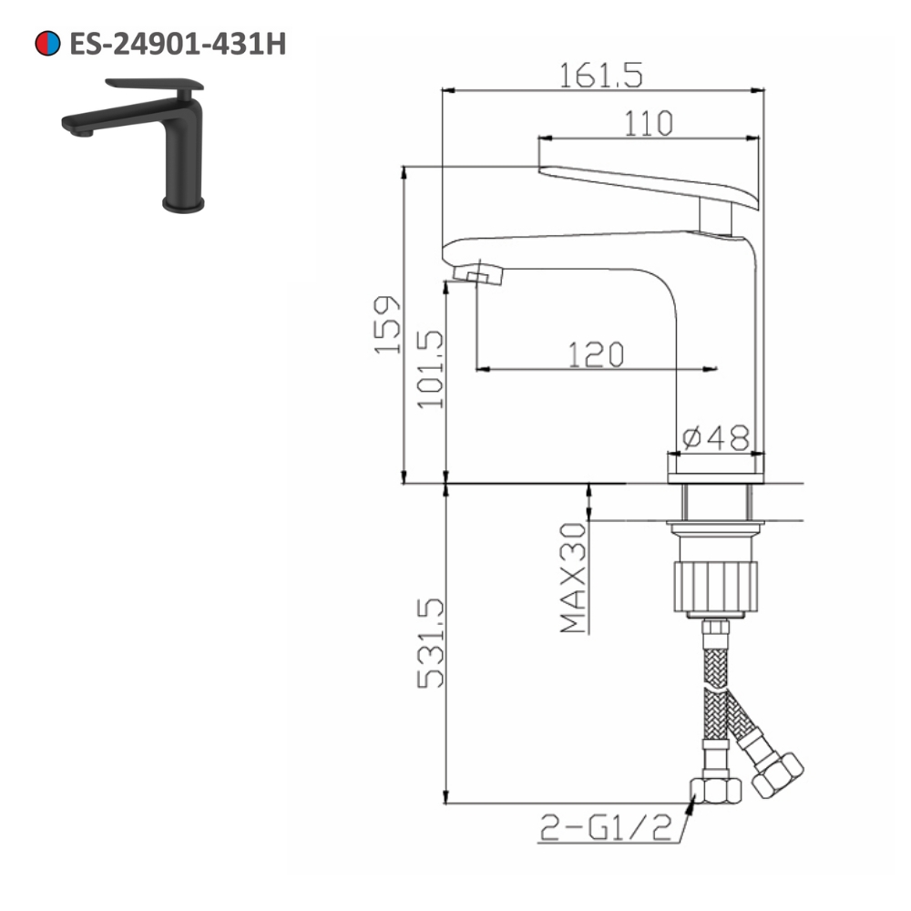 Vòi lavabo nóng lạnh Esslinger ES-24901-431H