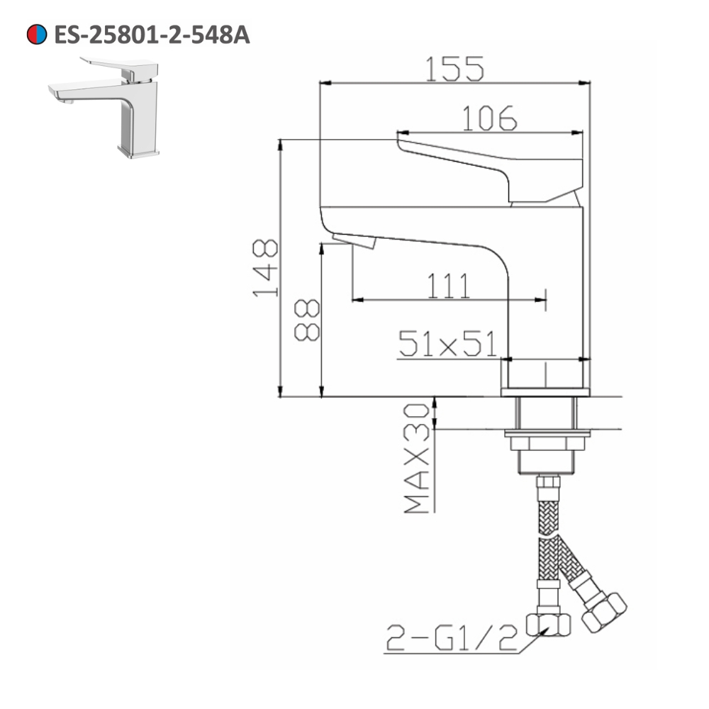 Vòi lavabo nóng lạnh Esslinger ES-25801-2-548A