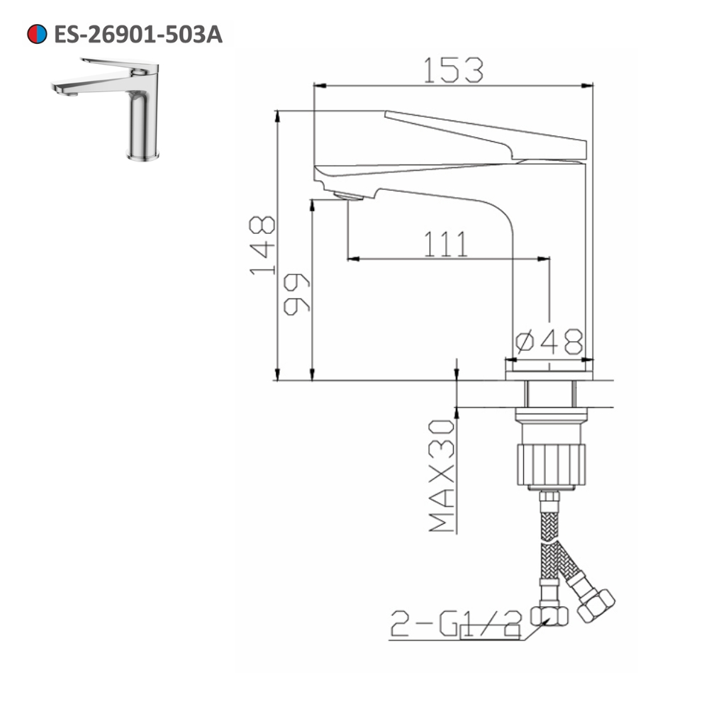 Vòi lavabo nóng lạnh Esslinger ES-26901-503A
