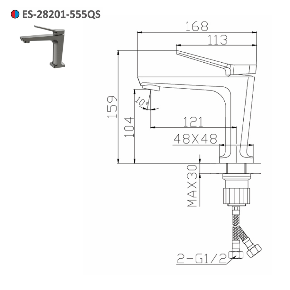 Vòi lavabo nóng lạnh Esslinger ES-28201-555QS
