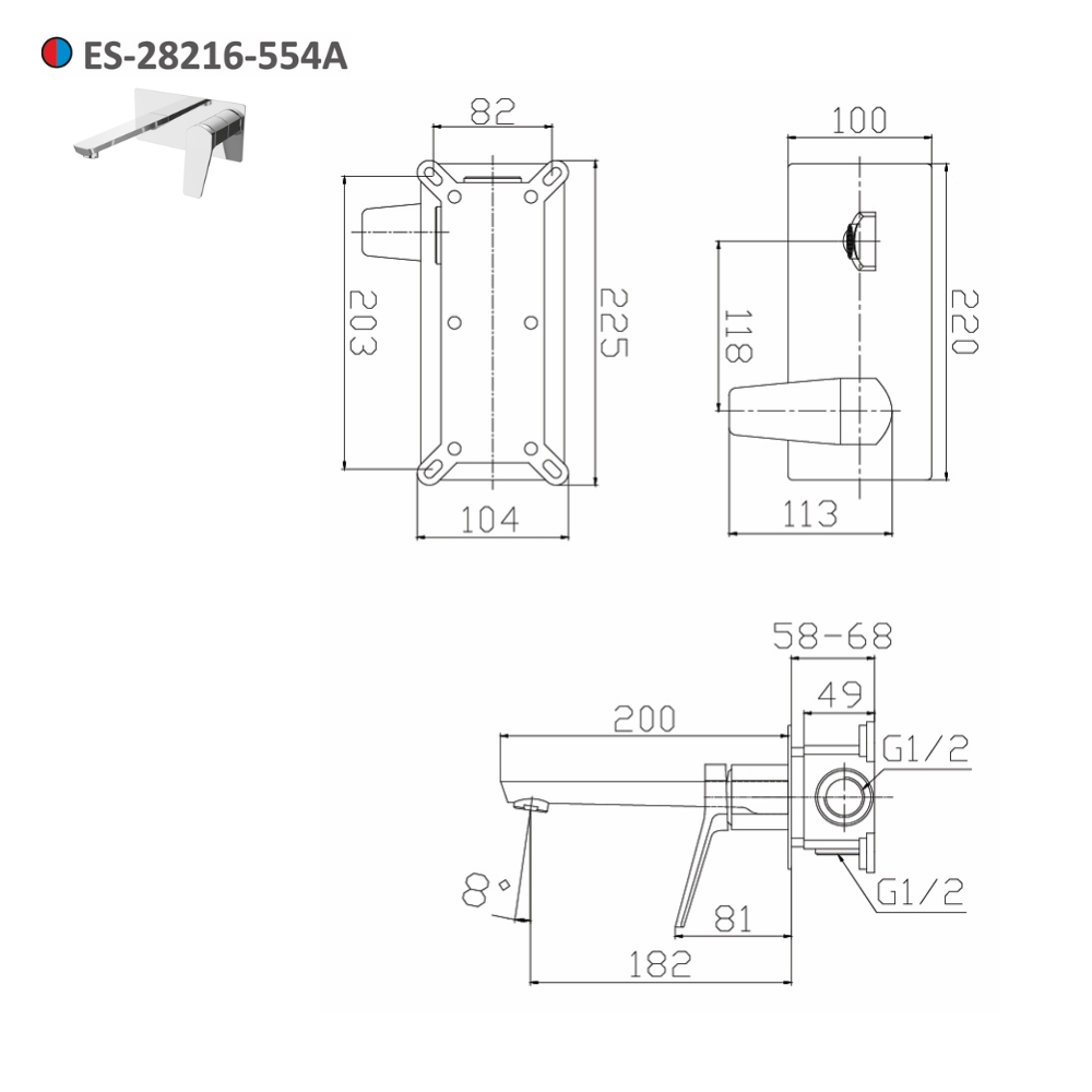 Vòi lavabo âm tường Esslinger ES-28216-554