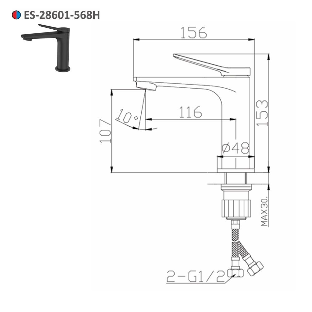 Vòi lavabo nóng lạnh Esslinger ES-28601-568H