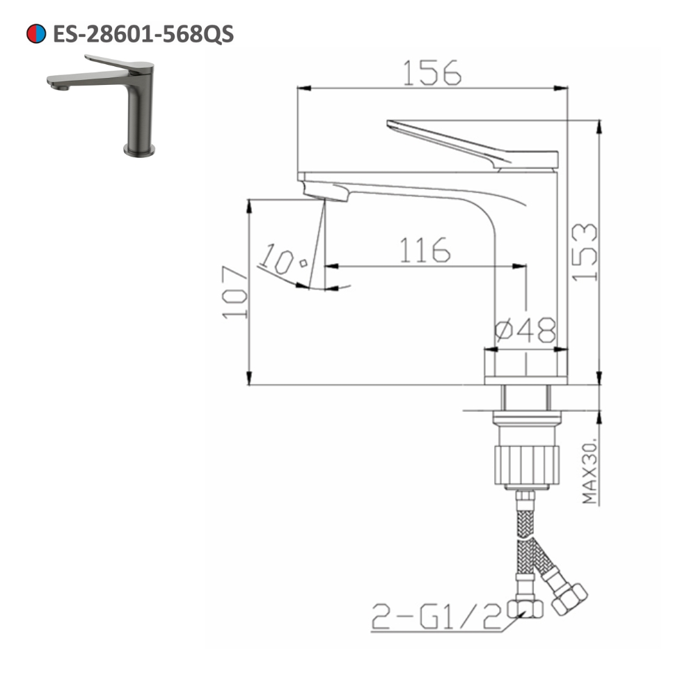 Vòi lavabo nóng lạnh Esslinger ES-28601-568QS