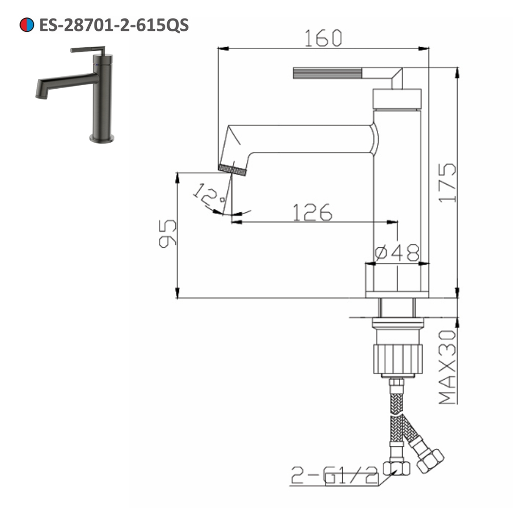 Vòi lavabo nóng lạnh Esslinger ES-28701-2-615QS