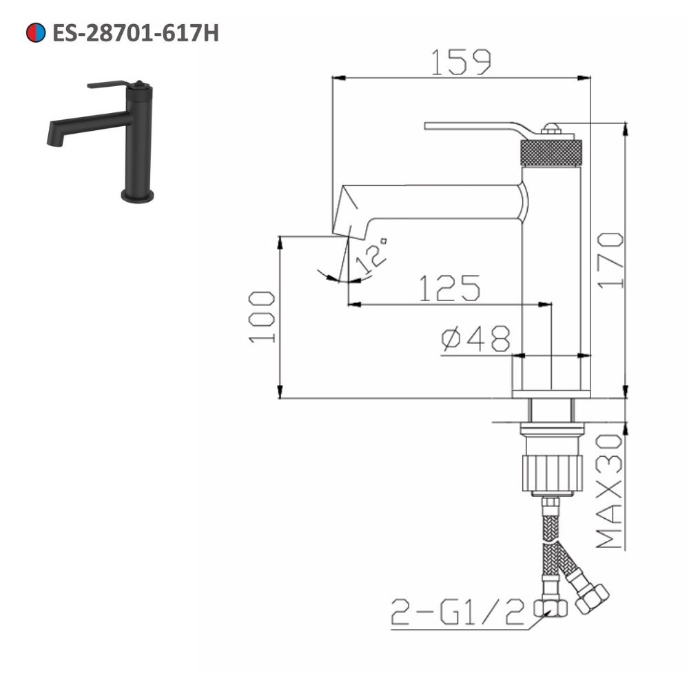 Vòi lavabo nóng lạnh Esslinger ES-28701-617H