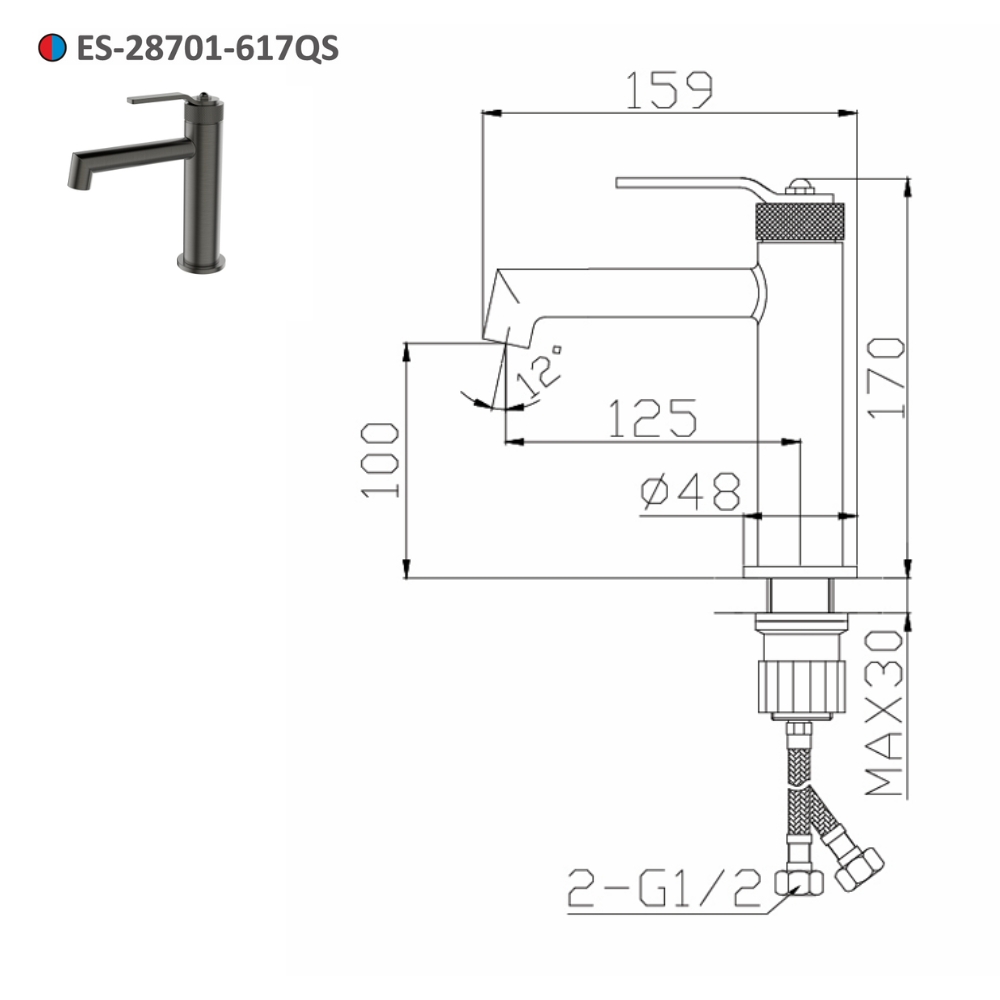 Vòi lavabo nóng lạnh Esslinger ES-28701-617QS