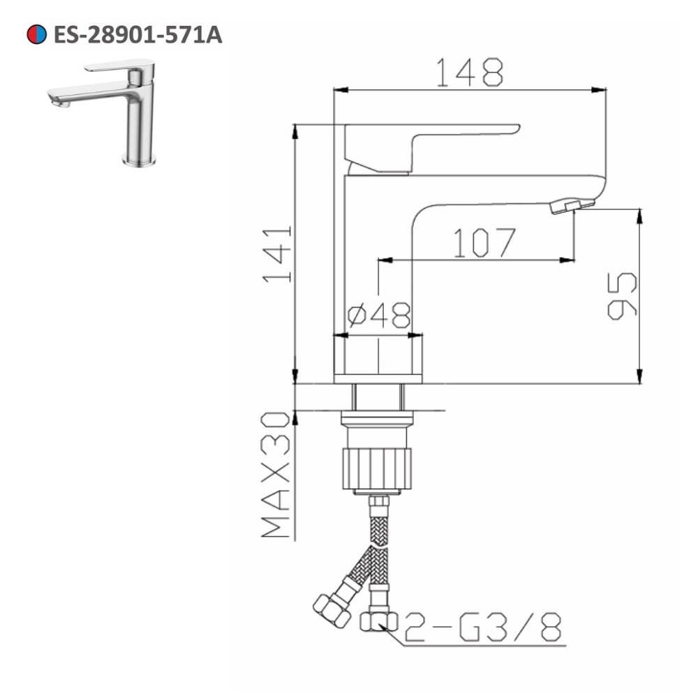 Vòi lavabo nóng lạnh Esslinger ES-28901-571A
