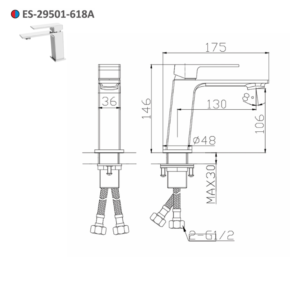 Vòi lavabo nóng lạnh Esslinger ES-29501-618A