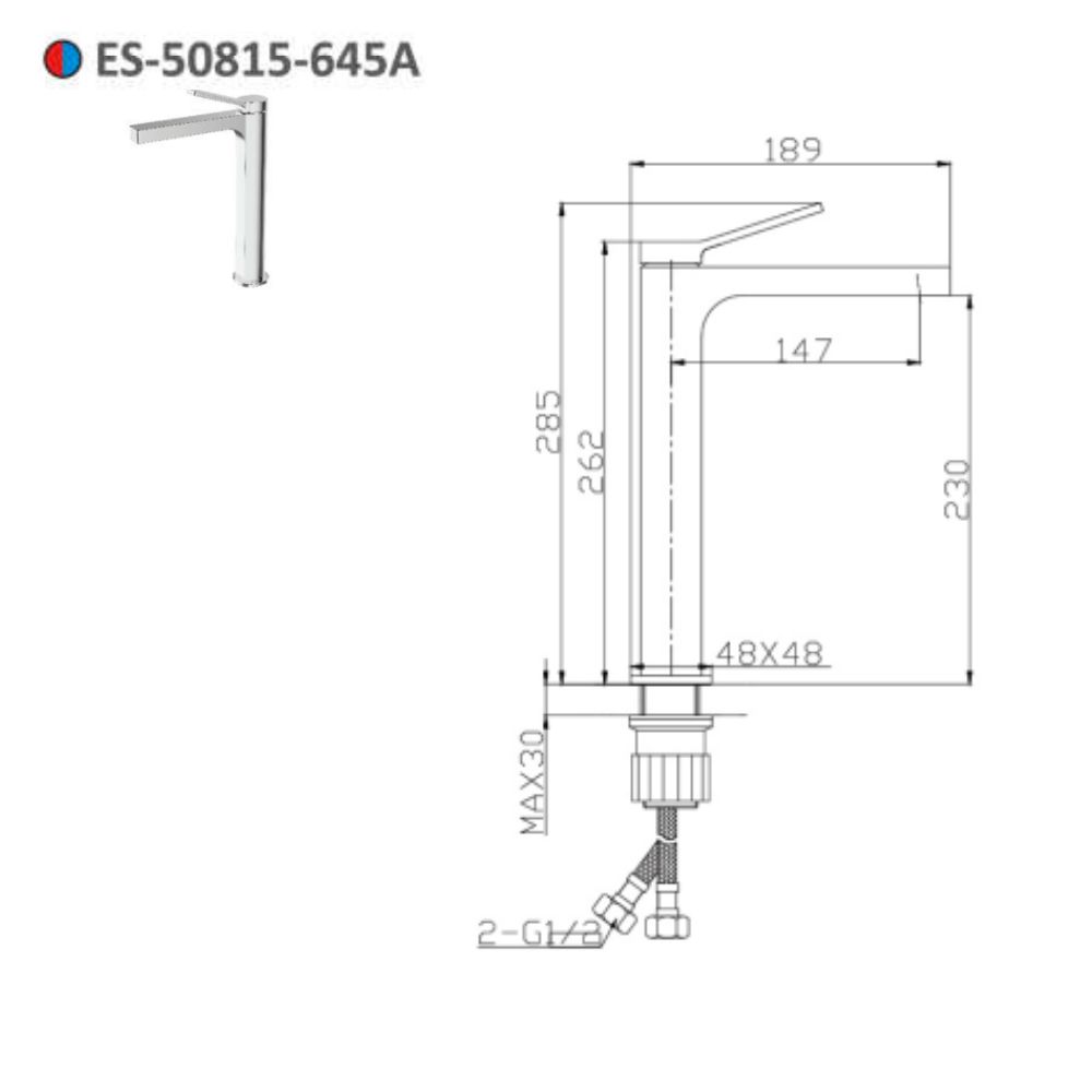 Vòi lavabo nóng lạnh thân cao Esslinger ES-50815-645A