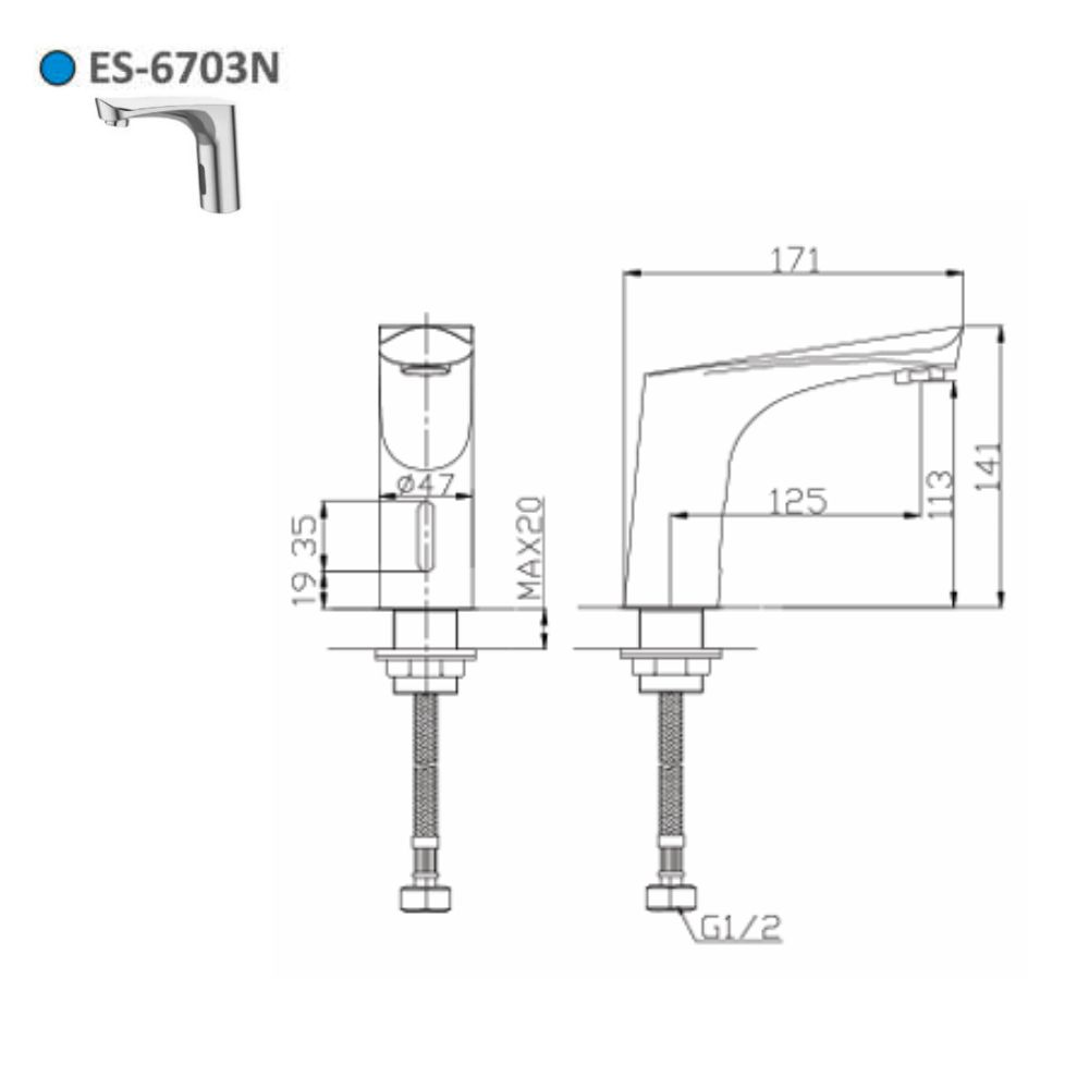 Vòi lavabo cảm ứng lạnh Esslinger ES-6733N (dùng điện)