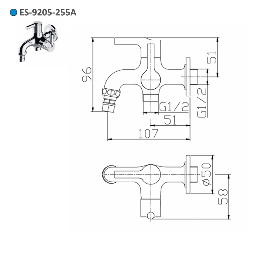 Vòi hồ gắn tường Esslinger ES-9205-255A