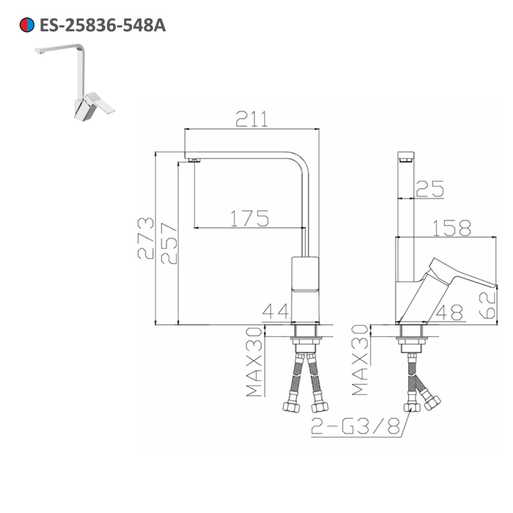Vòi bếp nóng lạnh Esslinger ES-25836-548A