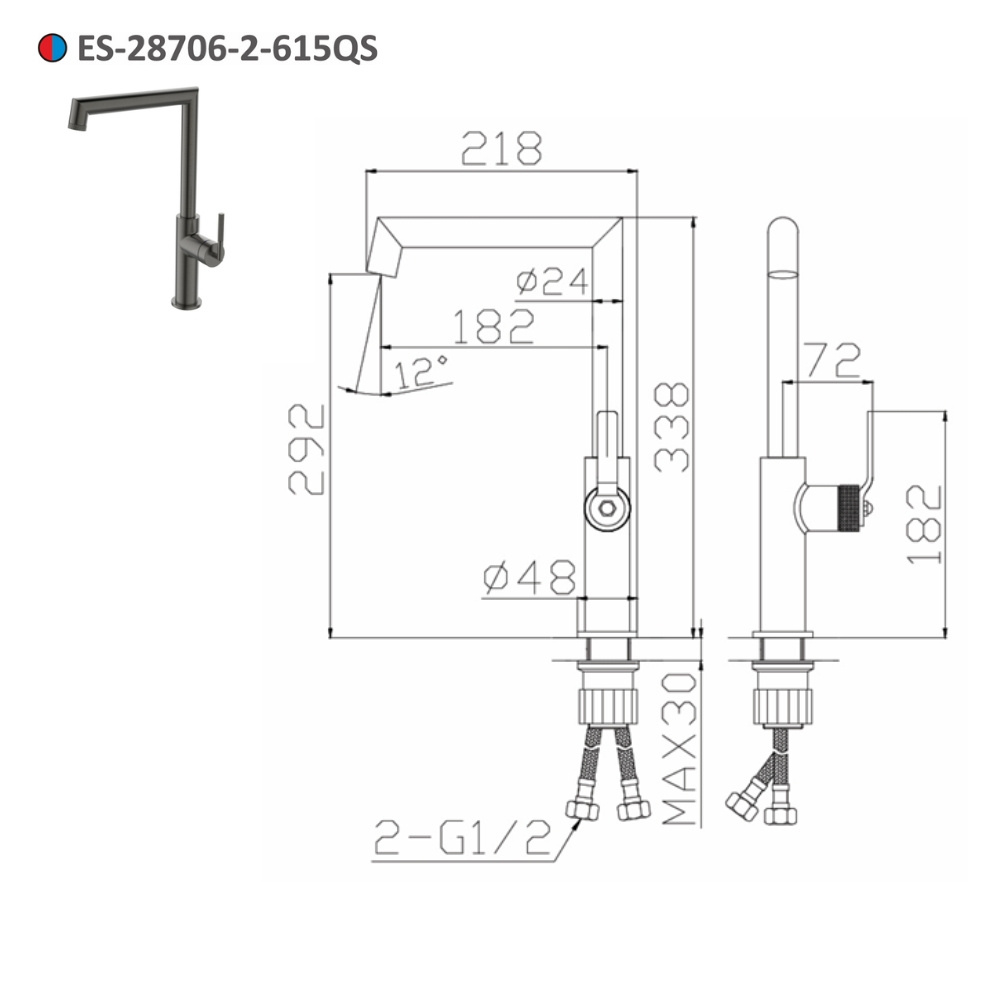 Vòi bếp nóng lạnh Esslinger ES-28706-2-615QS