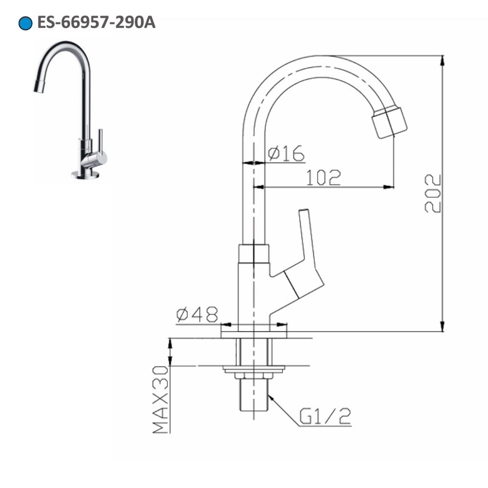 Vòi bếp lạnh Esslinger ES-66957-290A