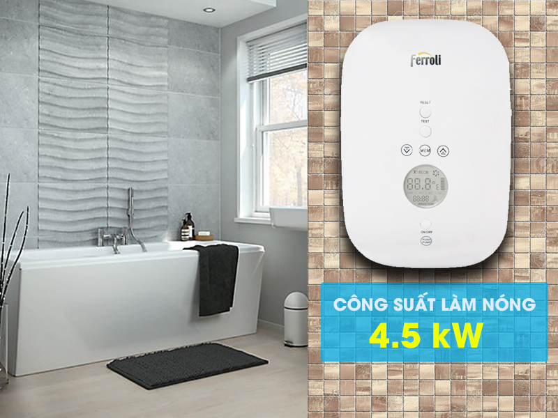 Máy nước nóng trực tiếp Ferroli Divo SDN hiển thị nhiệt độ