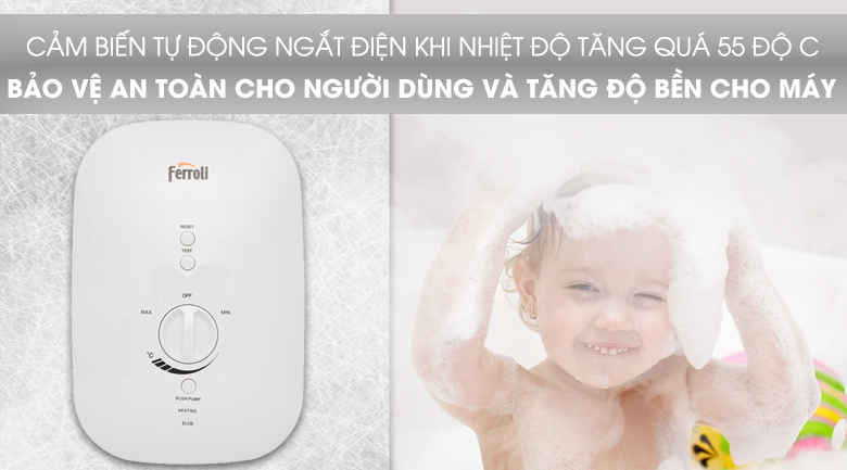 Máy nước nóng trực tiếp Ferroli Divo SSP bơm tăng áp