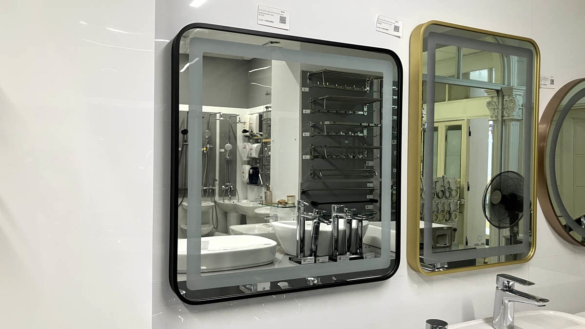 Gương led vuông 60x60cm GLS ánh sáng trong khung viền nhôm