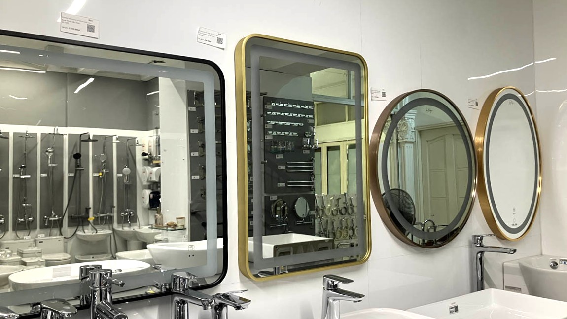 Gương led chữ nhật 50x70cm GLS ánh sáng trong khung viền nhôm