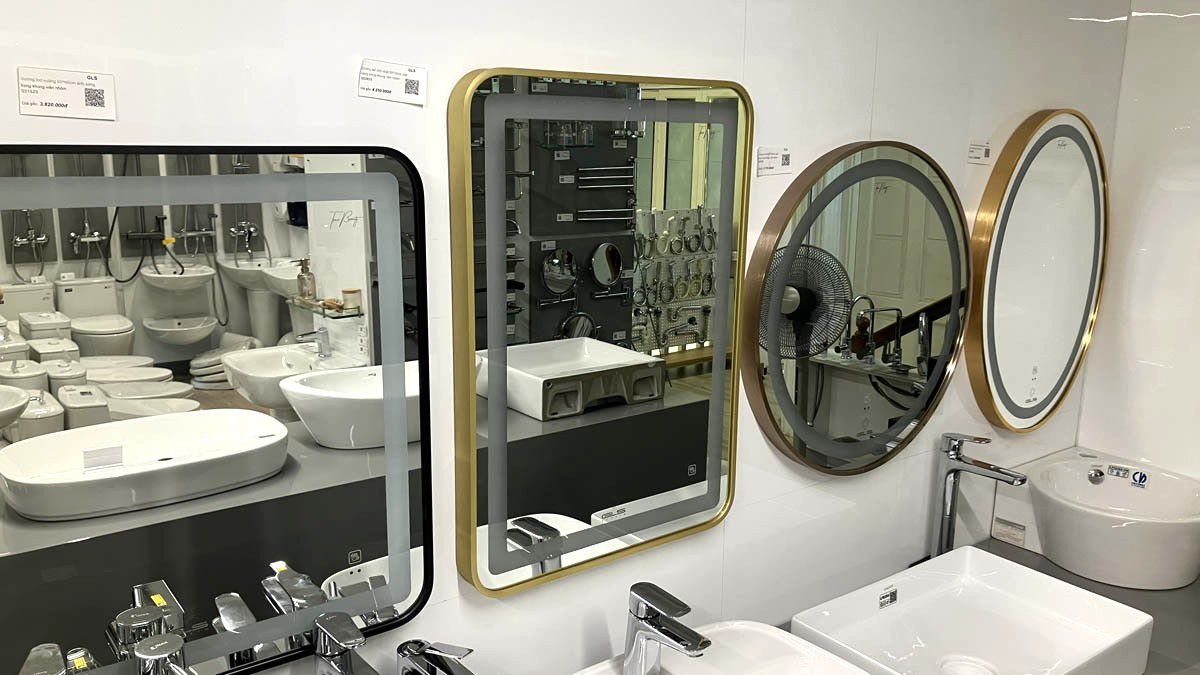 Gương led chữ nhật 50x70cm GLS ánh sáng trong khung viền nhôm