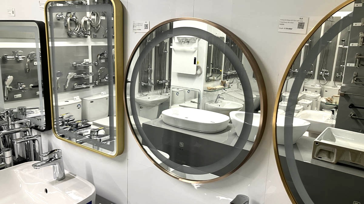 Gương led tròn D60cm GLS ánh sáng trong khung viền nhôm