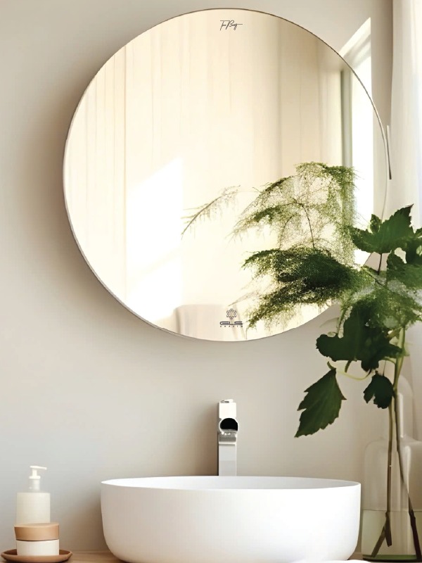 Gương soi tròn D60cm mài cạnh đứng GLS T00C80