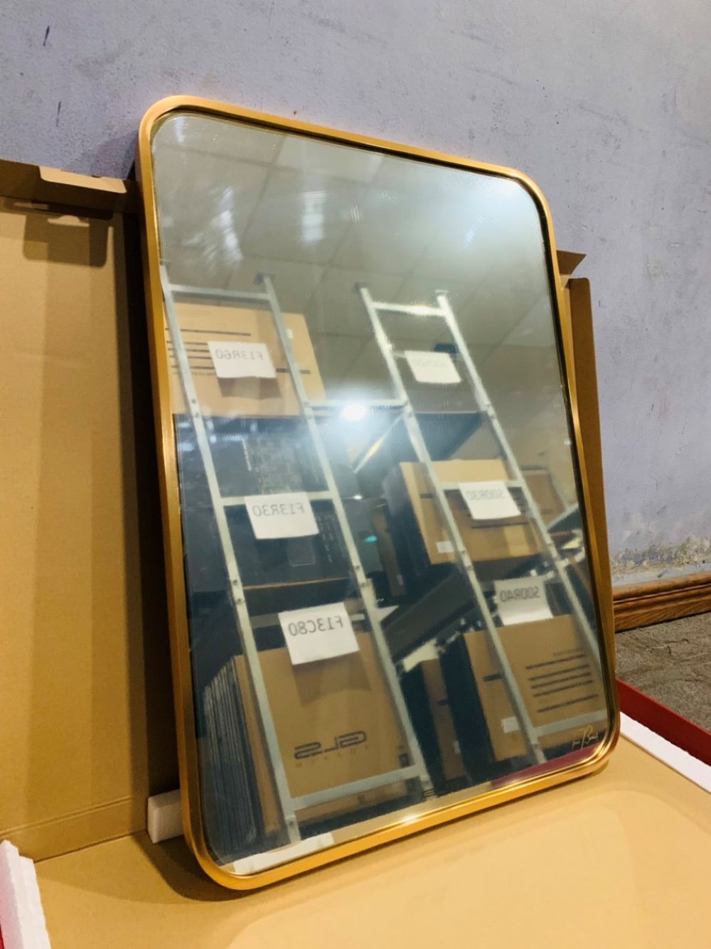 Gương viền nhôm màu rose GLS VF13R30 chữ nhật đứng 50x70cm