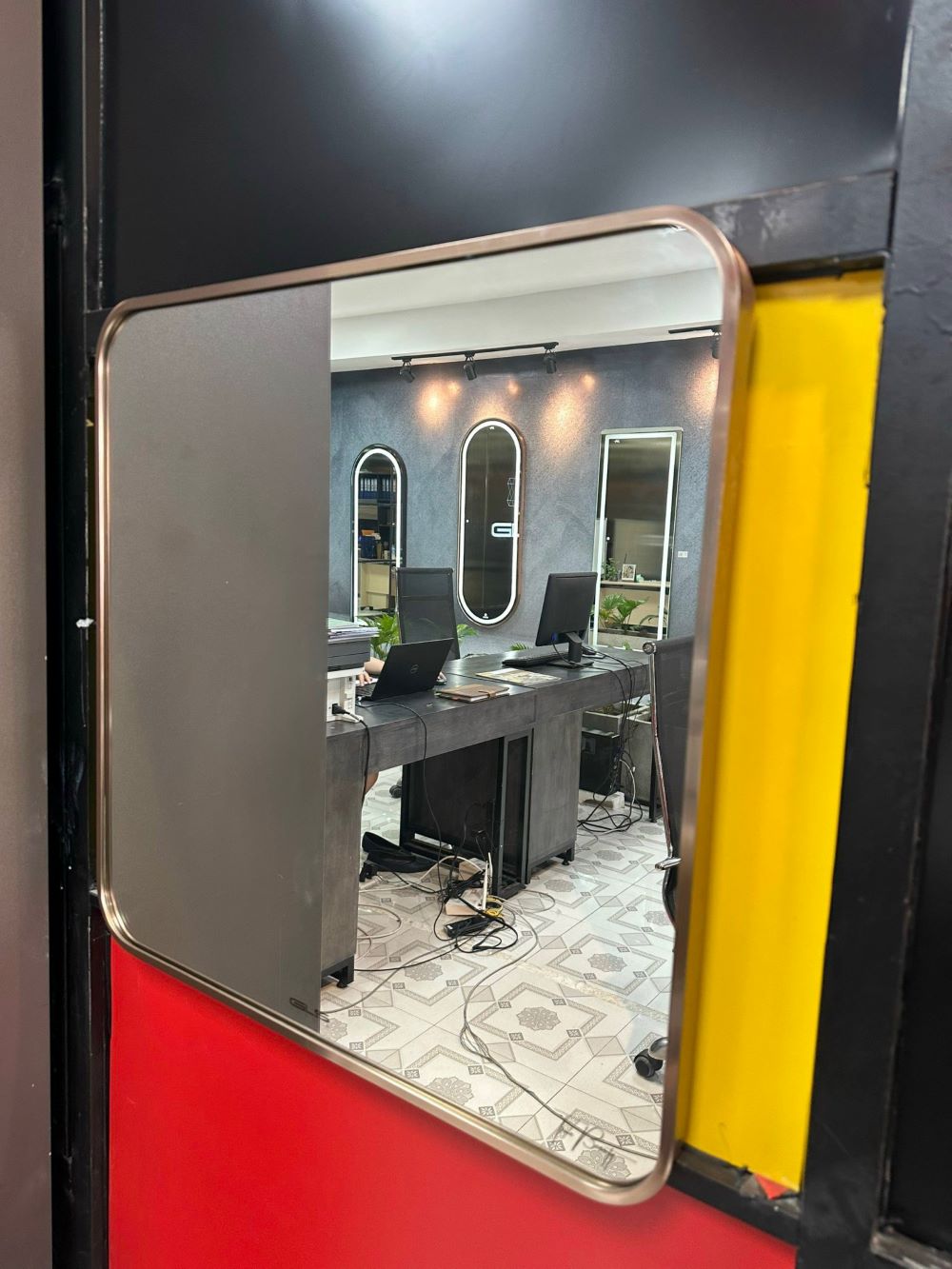 Gương viền nhôm màu champagne GLS VF14R30 chữ nhật đứng 50x70cm