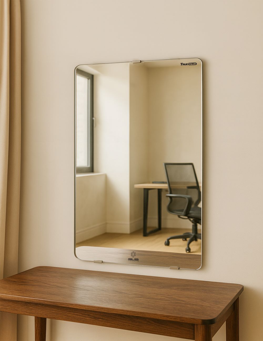 Gương trơn GLS VS00R30 chữ nhật đứng 50x70cm bo góc R30