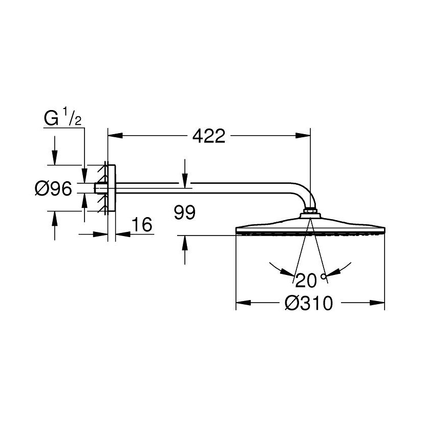 Bộ bát sen tắm gắn tường Rainshower Mono 310 GROHE 22121KF0